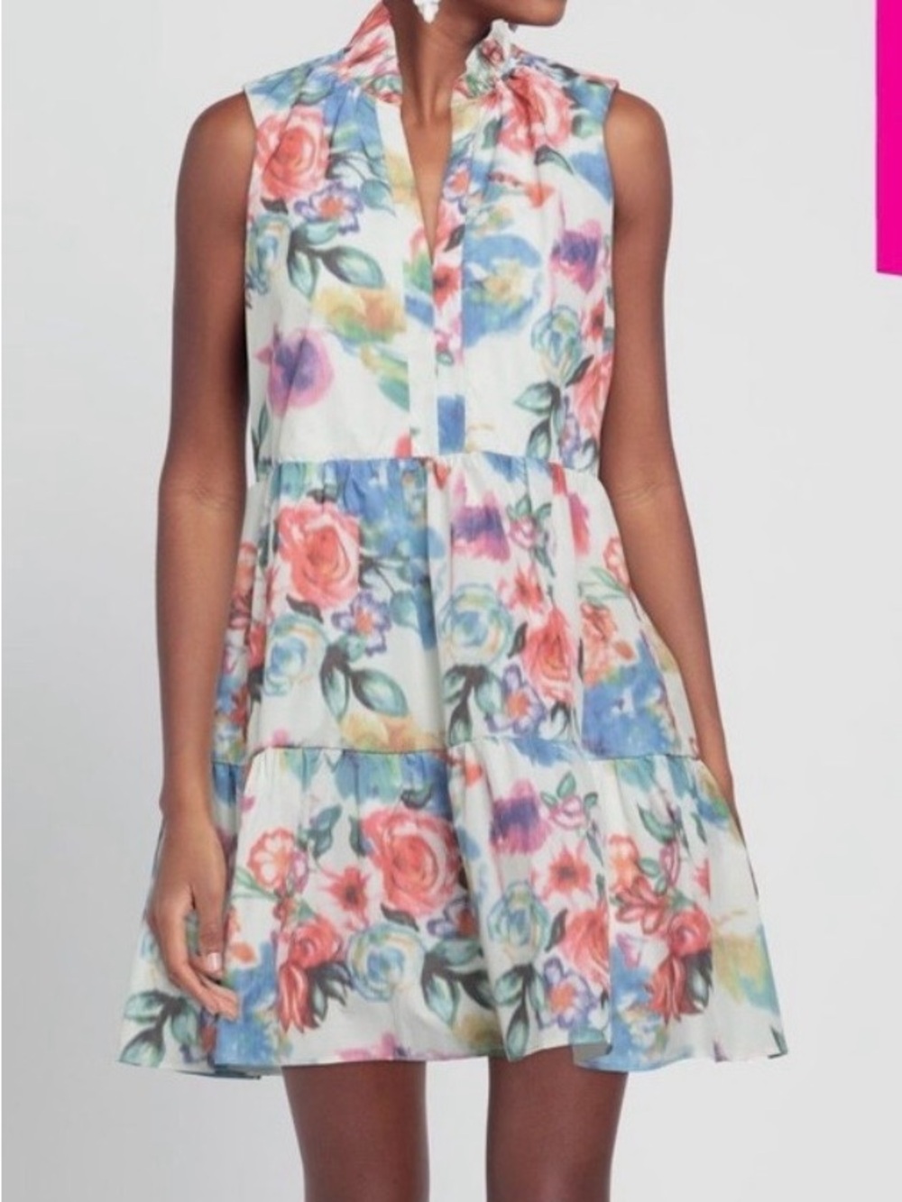 Amanda Uprichard Floral Tiered Mini Dress in Multicolor